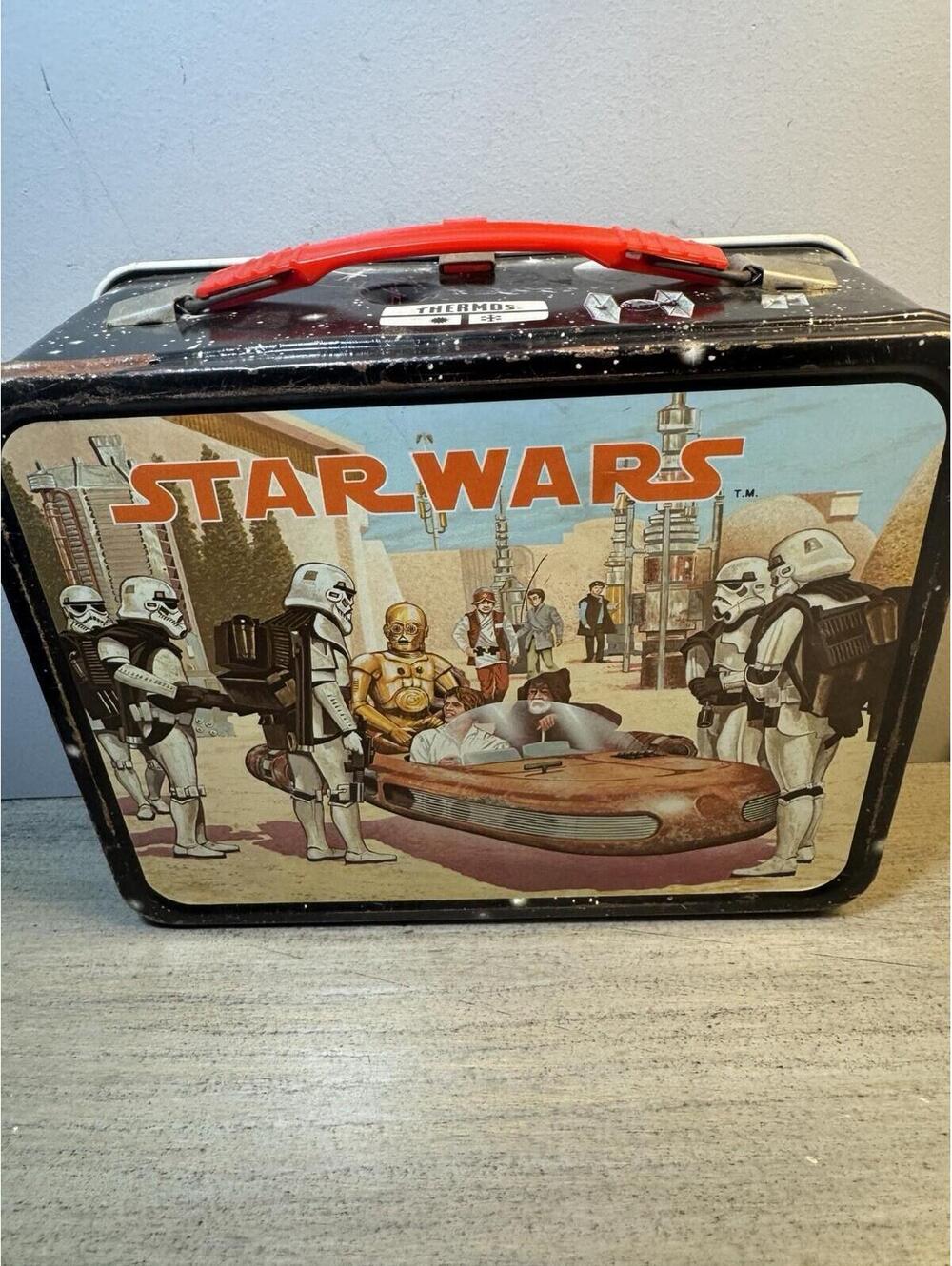 Vintage 1977 Star Wars Thermos Metal Lunch Box No Thermos X-Wing TIE Fighter - Picture 4 of 10